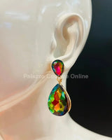 Teardrop Crystal Earrings – Petroleum - stylish accessory for every outfit
