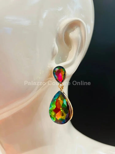 Teardrop Crystal Earrings – Petroleum - stylish accessory for every outfit