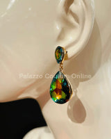 Teardrop Crystal Earrings – Petroleum for women - fashion jewelry by Palazzo Couture