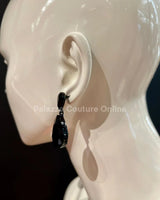 Teardrop Crystal Evening Earrings (Black) - Palazzo Couture Online