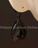 Teardrop Crystal Evening Earrings (Black) - Palazzo Couture Online