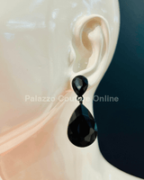 Teardrop Crystal Evening Earrings (Black) - Palazzo Couture Online