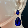 Teardrop Crystal Evening Earrings (Blue) - Palazzo Couture Online