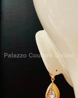 Teardrop Crystal Evening Earrings (Blue) - Palazzo Couture Online