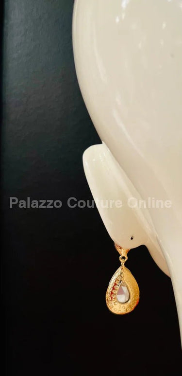 Teardrop Crystal Evening Earrings (Blue) - Palazzo Couture Online