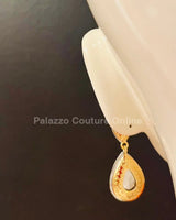 Teardrop Crystal Evening Earrings (Gold) - Palazzo Couture Online