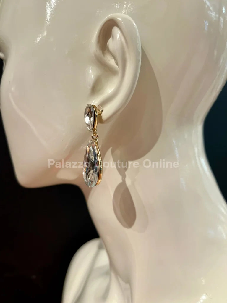 Teardrop Crystal (Gold) Evening Earrings