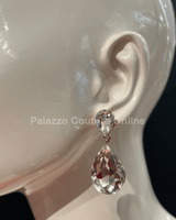 Teardrop Crystal Evening Earrings (Gold) - Palazzo Couture Online