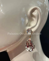 Teardrop Crystal Evening Earrings (Gold) - women's statement jewelry