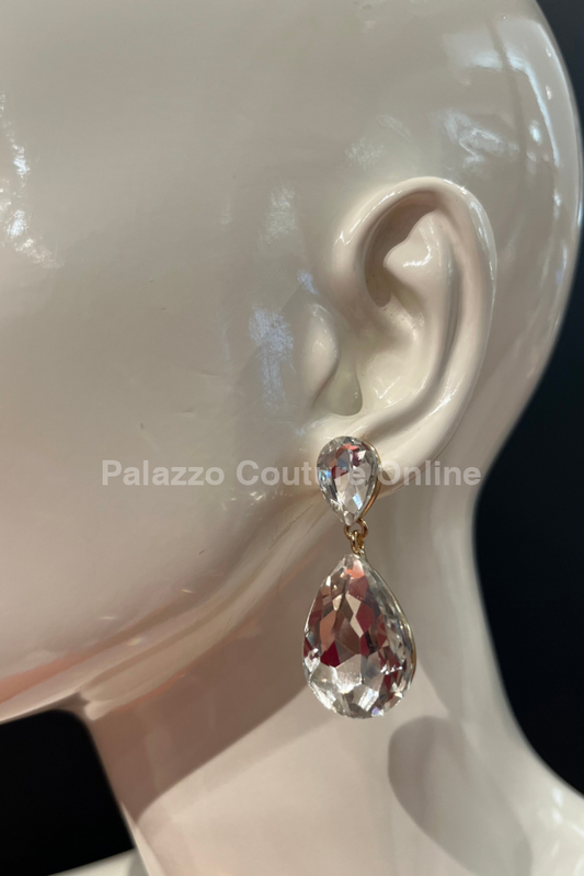 Teardrop Crystal (Gold) Evening Earrings One Size / Gold
