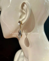 Teardrop Crystal Evening Earrings (Gold) - stylish accessory for every outfit