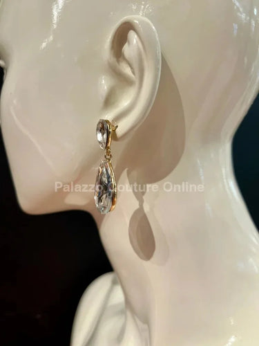 Teardrop Crystal Evening Earrings (Gold) - stylish accessory for every outfit