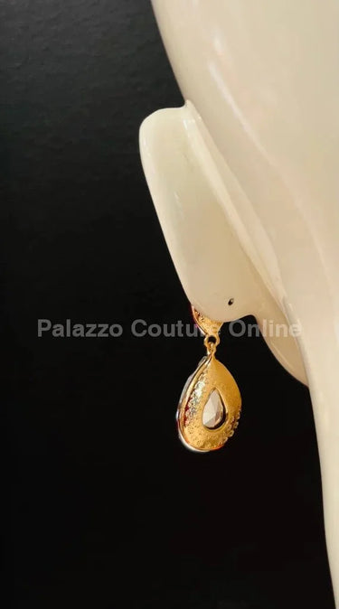 Teardrop Crystal Evening Earrings (Red) - stylish accessory for every outfit
