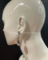 Teardrop Crystal Evening Earrings (Silver) - Palazzo Couture Online