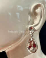 Teardrop Crystal Evening Earrings (Silver) - Palazzo Couture Online