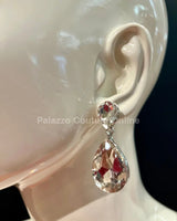 Teardrop Crystal Evening Earrings (Silver) - Palazzo Couture Online
