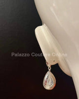 Teardrop Crystal Evening Earrings (Silver) - Palazzo Couture Online