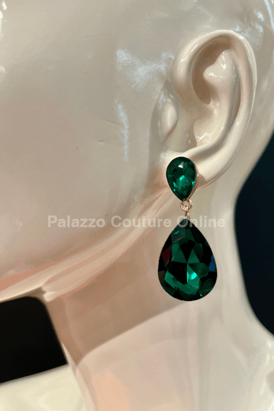 Teardrop Crystal (Green) Evening Earrings