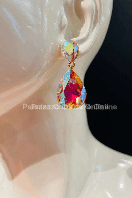 Teardrop Crystal (Iridescent) Evening Earring One Size / Iridescent Earrings