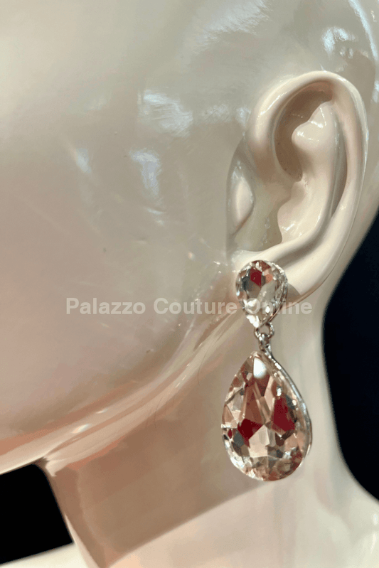 Teardrop Crystal (Silver) Evening Earrings One Size / Silver