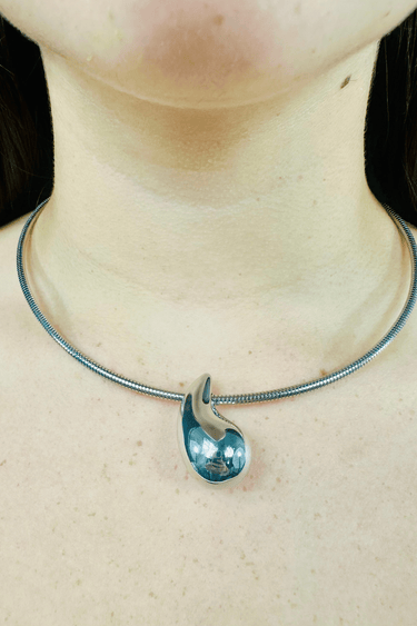 Teardrop Elegance Choker Necklace (Silver) - Palazzo Couture Online