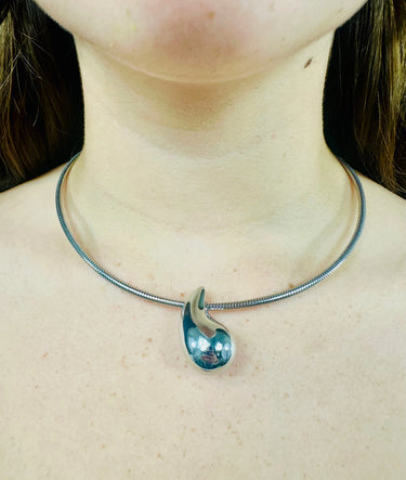 Teardrop Elegance Choker 
Necklace  (Silver) - women's statement jewelry