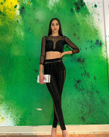 Tease You Pants Set close up of matching top design and fabric detail