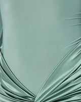 Temptress Elegant Long Sleeve Ruched Mini Dress Jade - Palazzo Couture Online