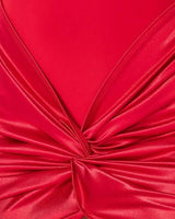 Temptress Elegant Long Sleeve Ruched Mini Dress Red - Palazzo Couture Online