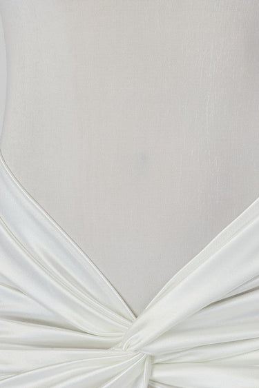 Temptress Elegant Long Sleeve Ruched Mini Dress White - Palazzo Couture Online