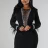 Tessai Crystal Black Feather and Rhinestone Dress - Black - Palazzo Couture Online