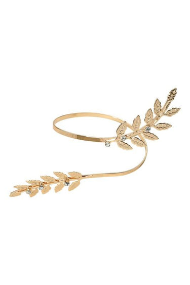 Textured Leaf Vine Arm Cuff Bracelet - Gold - Palazzo Couture Online