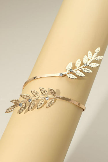 Textured Leaf Vine Arm Cuff Bracelet - Gold - Palazzo Couture Online