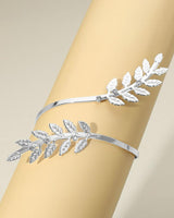 Textured Leaf Vine Arm Cuff Bracelet - Silver - Palazzo Couture Online