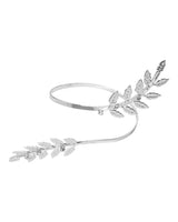 Textured Leaf Vine Arm Cuff Bracelet - Silver - women's statement jewelry