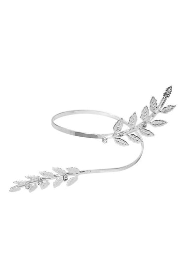 Textured Leaf Vine Arm Cuff Bracelet - Silver - women's statement jewelry