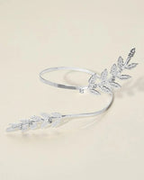Textured Leaf Vine Arm Cuff Bracelet - Silver - stylish accessory for every outfit
