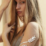 Textured Leaf Vine Arm Cuff Bracelet - Silver for women - fashion jewelry by Palazzo Couture