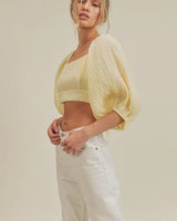 Textured Woven Open Back Blouse side view showing fit and silhouette