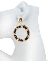 PU Tiered Circle Dangling Stud Earring - stylish accessory for every outfit