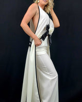 Elegant white pant set with sleeveless design – Timeless Bloom Pant Set