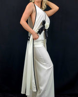 Timeless Bloom Pant Set – modern occasionwear in white with pockets