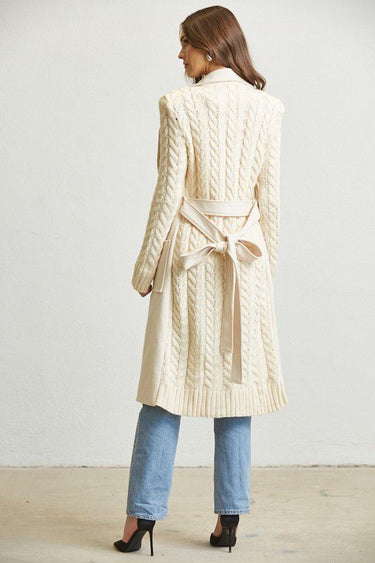 Timeless Cable Knit Belted Trench Coat - Palazzo Couture Online