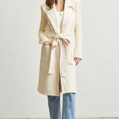 Timeless Cable Knit Belted Trench Coat - Palazzo Couture Online