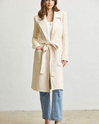 Timeless Cable Knit Belted Trench Coat - Palazzo Couture Online