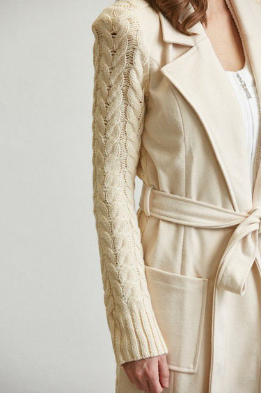 Timeless Cable Knit Belted Trench Coat - Palazzo Couture Online