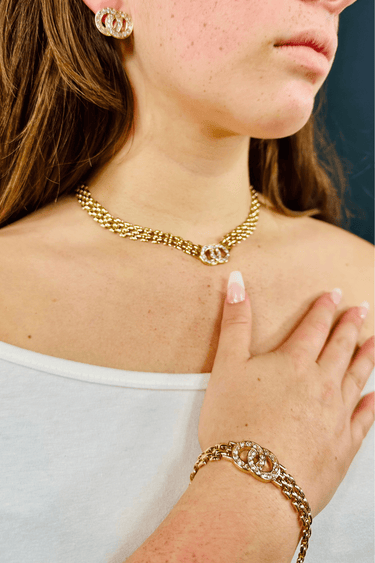 Timeless Harmony Necklace 3pc Set (Gold) - Palazzo Couture Online