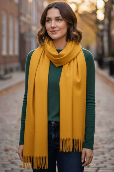Timeless Luxe Cashmere Blend Shawl - Mustard - Palazzo Couture Online