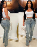 Touch of Glory Double Waist Denim Jeans - Palazzo Couture Online