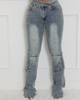 Touch of Glory Double Waist Denim Jeans - Palazzo Couture Online